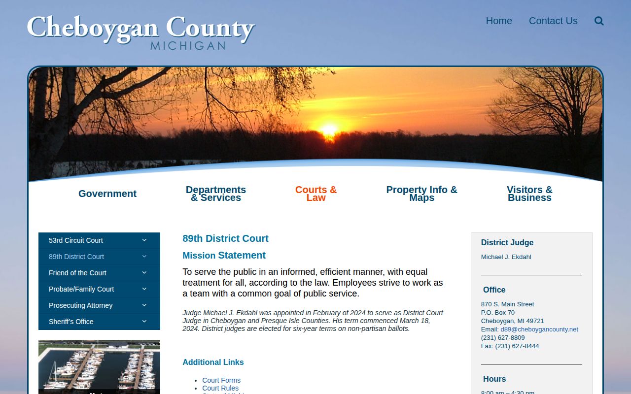 Cheboygan County court source for arrest warrant and case checks