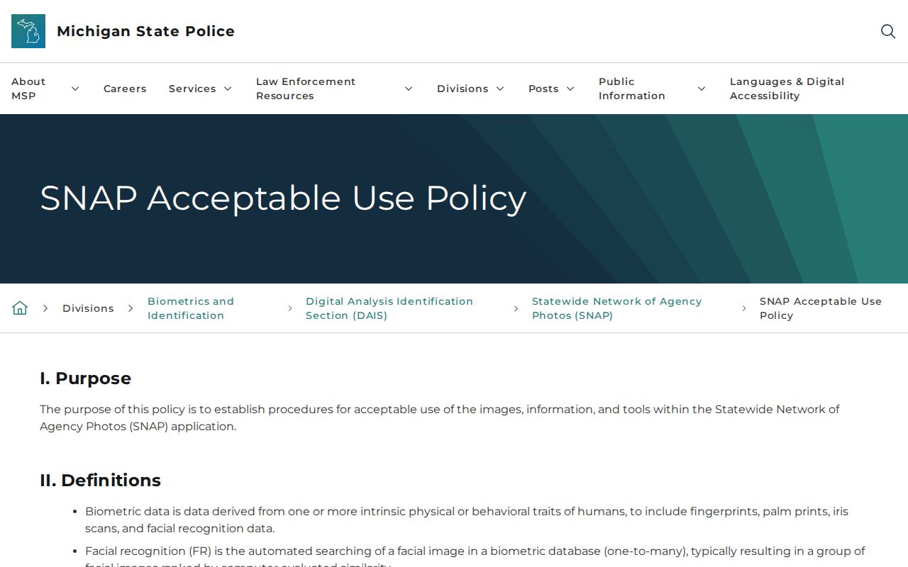 Michigan booking photo policy relevant to Cheboygan County arrests