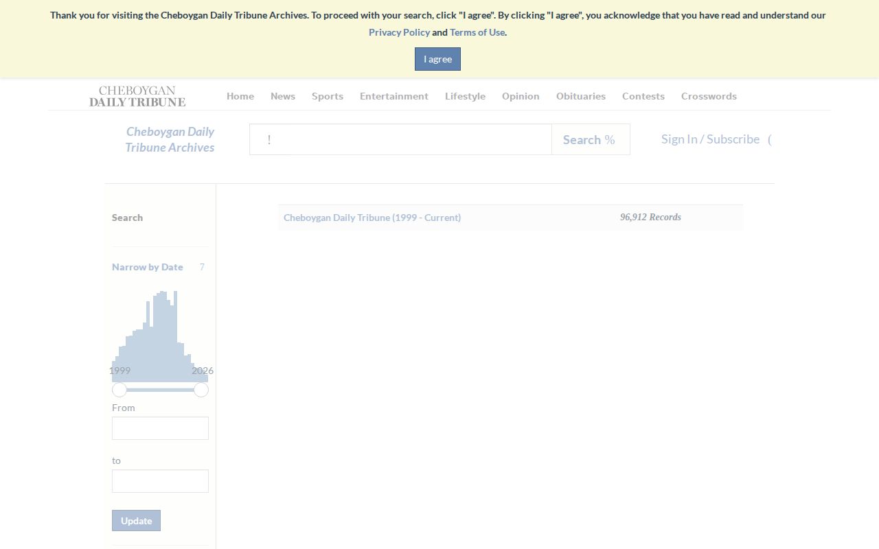Cheboygan County news archive search for arrest reporting
